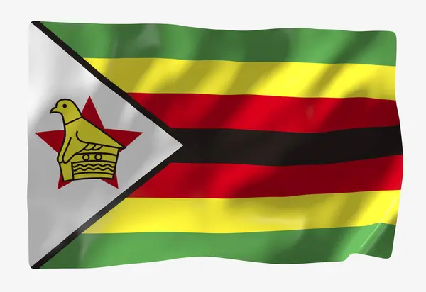 Szablon Flagi Zimbabwe Flaga Falująca Pozioma Odizolowana Tle — Zdjęcie stockowe