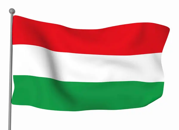 Plantilla Bandera Hungría Bandera Ondulante Horizontal Aislada Sobre Fondo — Foto de Stock
