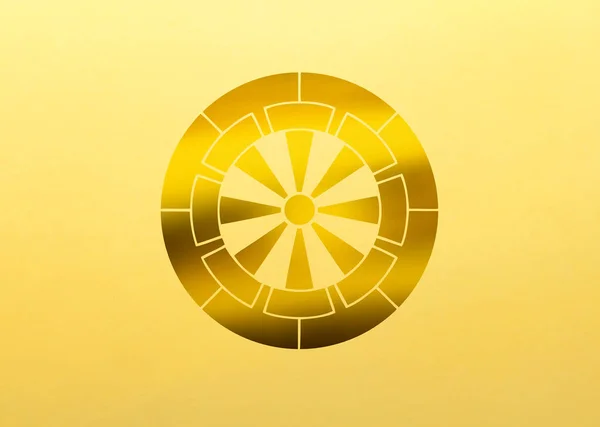 Golden logo on yellow background. Decorative element for web design