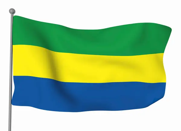 Gabon Bayrak Şablonu Yatay Dalgalanma Bayrağı Arkaplanda Izole — Stok fotoğraf