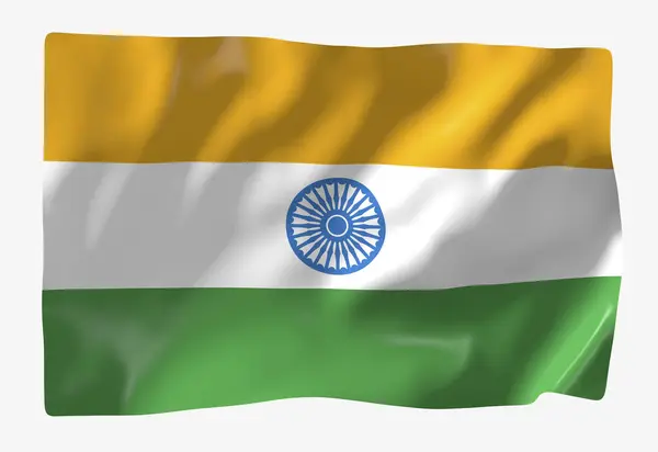 Πρότυπο Σημαίας Ινδίας Οριζόντια Κυματιστή Σημαία Απομονωμένη Φόντο — Φωτογραφία Αρχείου