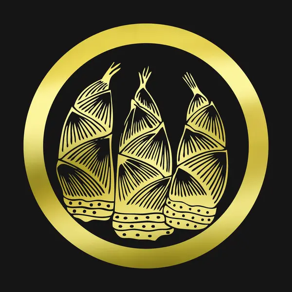 Golden Floral Logo Gold Emblem Plant Black Background — Stock Photo, Image