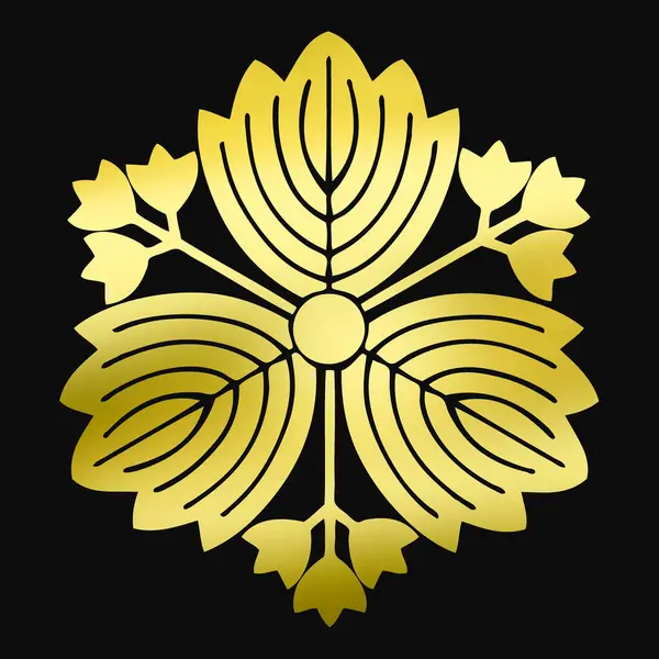 Goldenes Blumenlogo Gold Emblem Der Pflanze Auf Schwarzem Hintergrund — Stockfoto