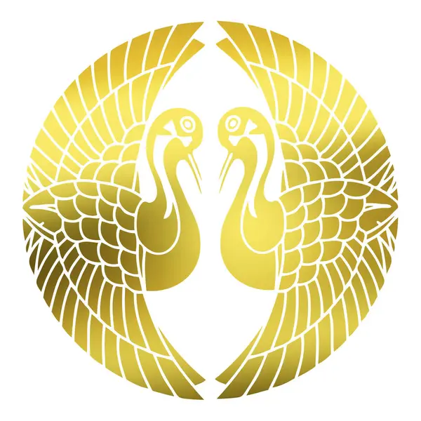 Tradycyjne Japońskie Logo Herbu Rodziny Ilustracja Złoty Kolor Białym Tle — Zdjęcie stockowe