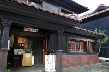 Asya 'daki geleneksel Japon evi manzarası.