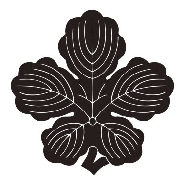 Beyaz arkaplanda siyah çiçek logosu var.