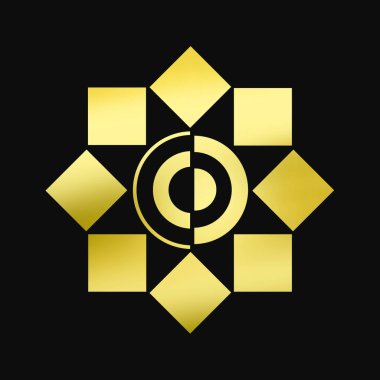 koyu arkaplanda soyut geometrik altın sembol