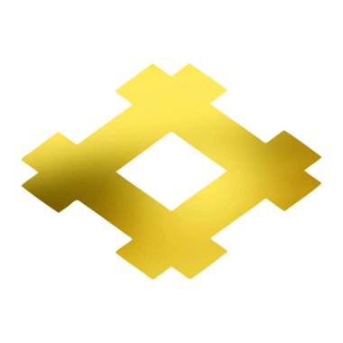 Geleneksel Japon aile arması logosu beyaz arka planda altın rengi gösteriyor     