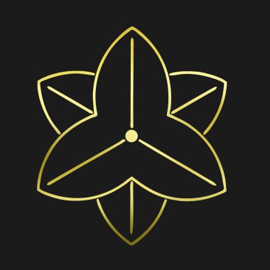 Siyah arkaplanda altın çiçekli logo 