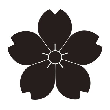 Beyaz arkaplanda siyah çiçek logosu var.