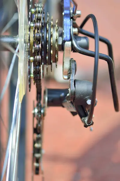 Primo Piano Della Bicicletta Sezione Ritagliata Sfondo Sportivo — Foto Stock