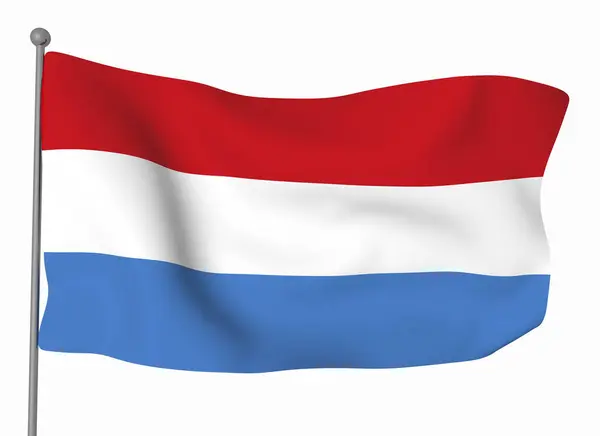 Vorlage Luxemburgische Flagge Horizontal Schwenkende Fahne Isoliert Hintergrund — Stockfoto