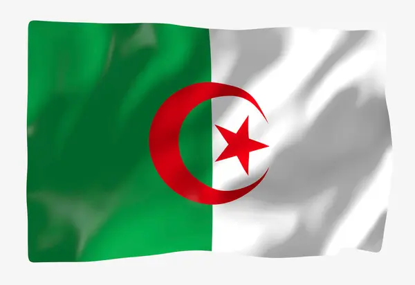 Modello Bandiera Algeria Bandiera Sventolante Orizzontale Isolata Sullo Sfondo — Foto Stock