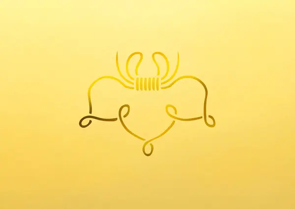黄色の背景に黄金の花のロゴ — ストック写真