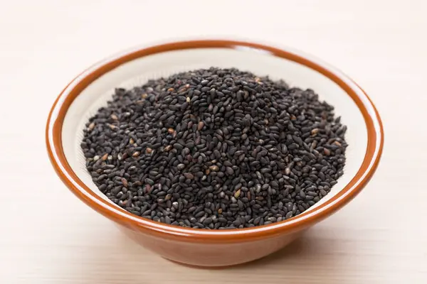 Black Basil Seeds White Background — Stock Photo, Image
