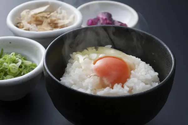 Bol Riz Savoureux Avec Oeuf Cru Cuisine Japonaise Traditionnelle — Photo
