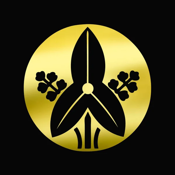 Logo Floral Dorado Sobre Fondo Negro — Foto de Stock
