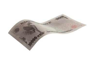 Japon yeni banknotlar beyaz arka plan üzerinde