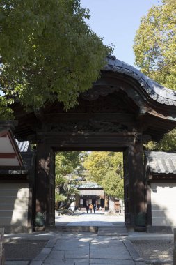 Eski bir Japon tapınağının çevresinde etkileyici bir manzara.