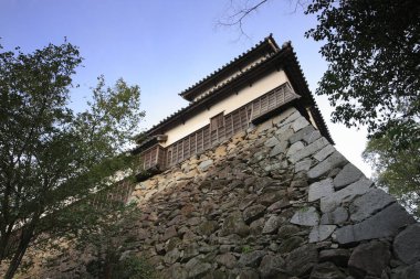 Ortaçağ taş kale duvarı ve gözetleme kulesi