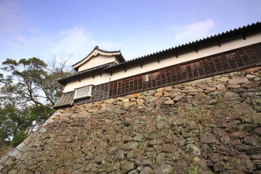 Ortaçağ taş kale duvarı ve gözetleme kulesi