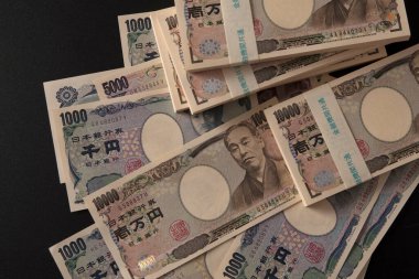 Japon yen banknotları, manzarayı kapatın.