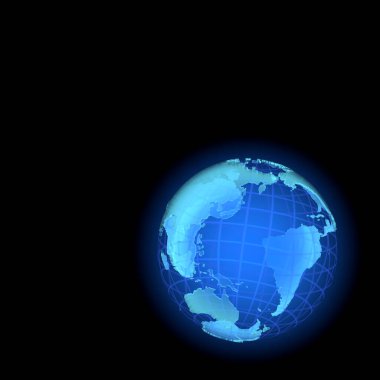 Siyah arkaplanda toprak mavi küre