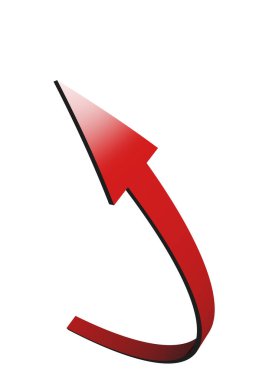 Beyaz arka plan üzerinde yukarı ok 