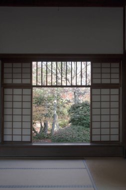 Japon geleneksel mimarisi ve bahçesi.