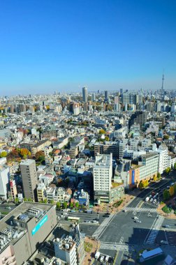 Güneşli bir günde yüksek binaları olan şehir