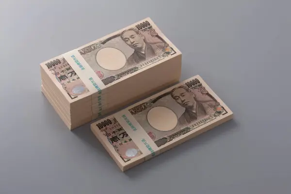 Moneda Japoneză Grămada Bancnote Yeni Fundal Financiar — Fotografie, imagine de stoc