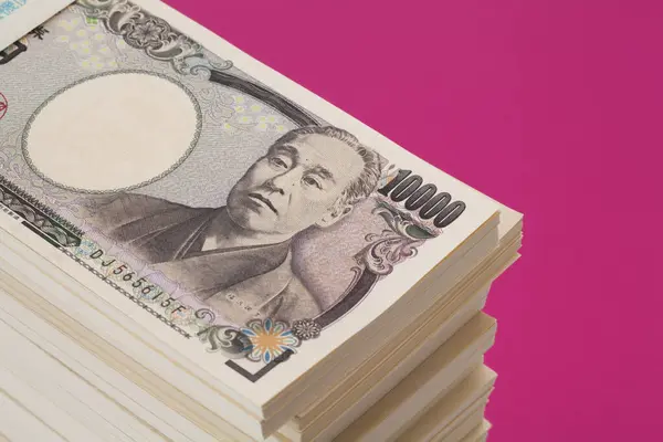 Japońska Waluta Banknoty Monety Jenowe Tło Finansowe — Zdjęcie stockowe