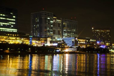 Aydınlatılmış Tokyo şehrinin gece manzarası, Japonya