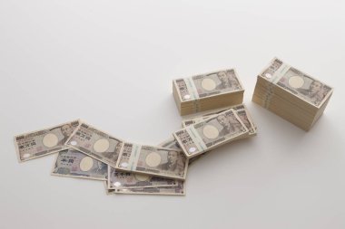 Japon yen banknotları, manzarayı kapatın.