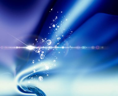 İçinden kabarcıklar çıkan mavi bir dalga.