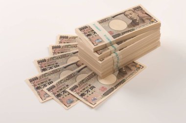 Japon yen banknotları, manzarayı kapatın.