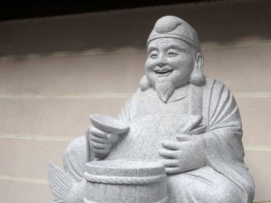 Japon balıkçı tanrısı Ebisu 'nun heykeli, şans ve refah. Osaka, Japonya