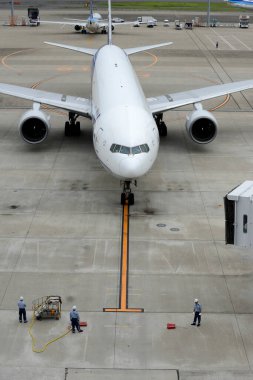 Yolcu uçağı havaalanında.