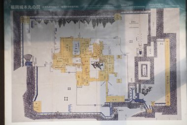 Caddedeki Japon turistik yerinin haritası. Kapatın.