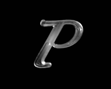 Siyah arkaplanda gümüş harf P