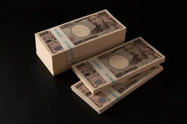 Mata Uang Jepang Tumpukan Uang Yen Latar Belakang Keuangan — Stok Foto