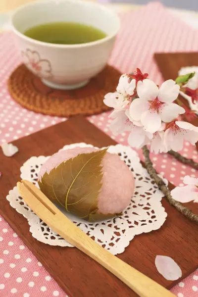 Japansk Traditionell Dessert Cherry Tree Rice Cakes — Stockfoto