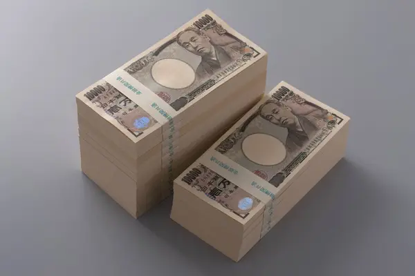 Mata Uang Jepang Tumpukan Uang Yen Latar Belakang Keuangan — Stok Foto