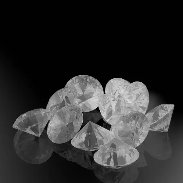 Diamantes Una Superficie Negra — Foto de Stock
