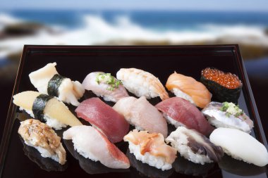 Sushi arka planda, kapat