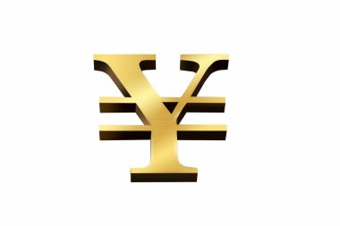 Beyaz arka planda altın Japon Yen tabelası.