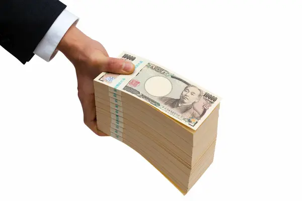 Mână Dolari Japonezi Aproape — Fotografie, imagine de stoc