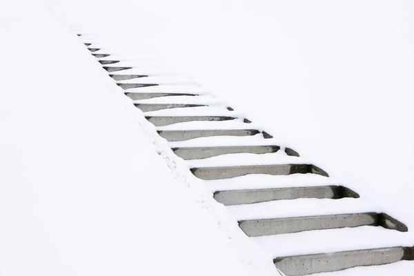 stairs in snow, winter time