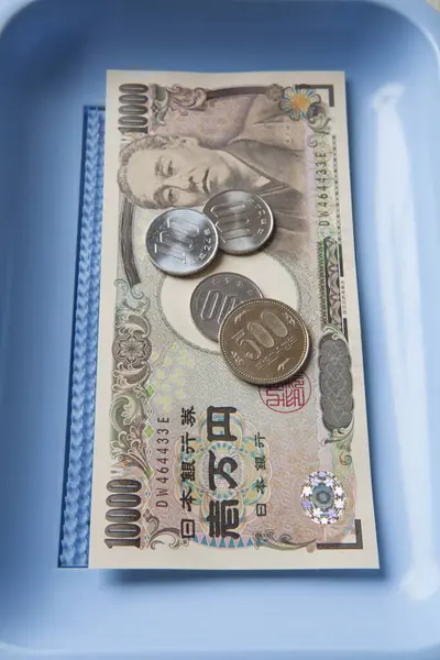 Bancnota Yeni Japoneză Monedele Yeni Japonezi — Fotografie, imagine de stoc