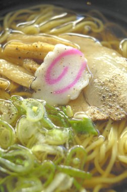 Yeşil soğanlı, erişteli ve tavuklu çorba.